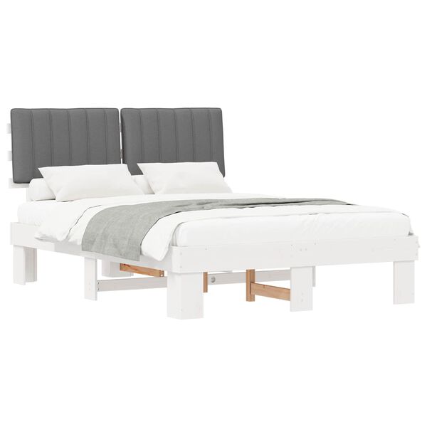 vidaXL Letto con Testiera Rivestita Grigio chiaro 135 x 190 cm