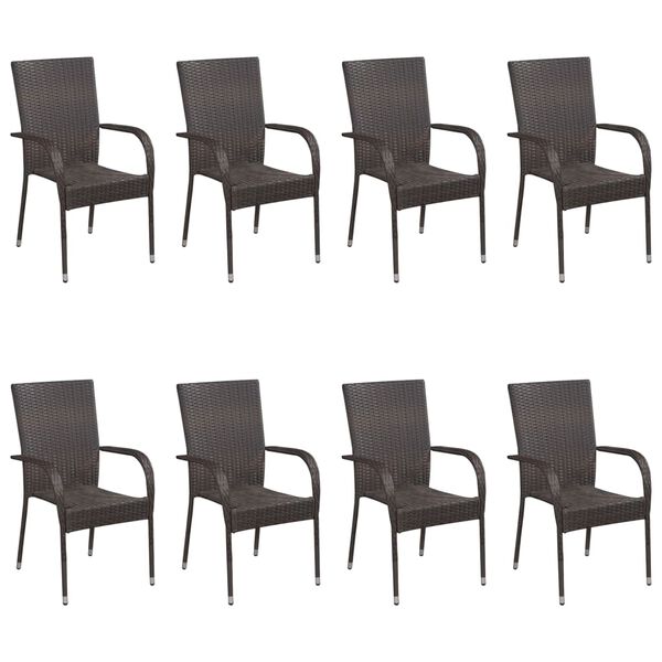 vidaXL Set Mobili da Pranzo Giardino 9 pz in Polyrattan Grigio