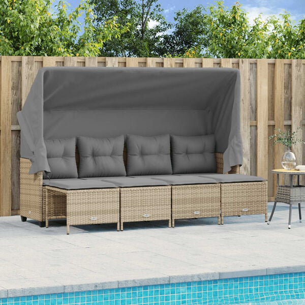vidaXL Set Divano da Giardino 5 pz con Cuscini Beige in Polyrattan