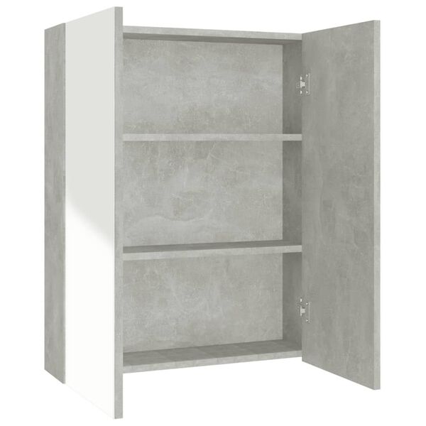 vidaXL Armadietto a Specchio per Bagno 60x15x75 cm MDF Grigio Cemento