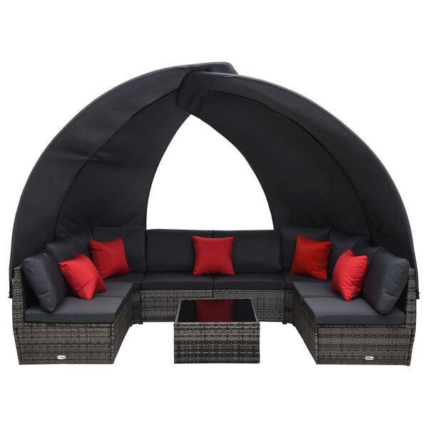 vidaXL Set Divano Giardino 9 pz e Baldacchino in Polyrattan Antracite