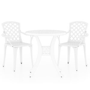 vidaXL Set da Bistrot 3 pz in Alluminio Pressofuso Bianco