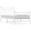 vidaXL Giroletto con Testiera e Pediera Metallo Bianco 90x190 cm