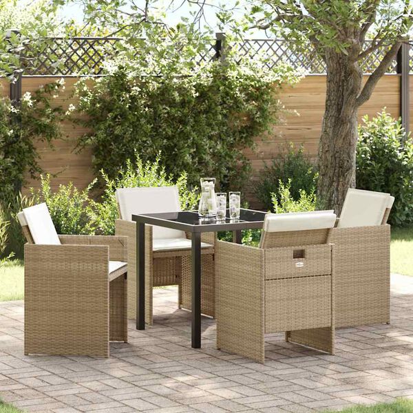 vidaXL Set da Pranzo per Giardino 5 pcs Beige polyrattan