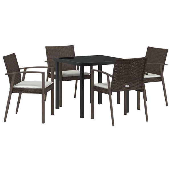 vidaXL Set da Pranzo per Giardino 5 pcs Marrone e Nero Rattan in PE