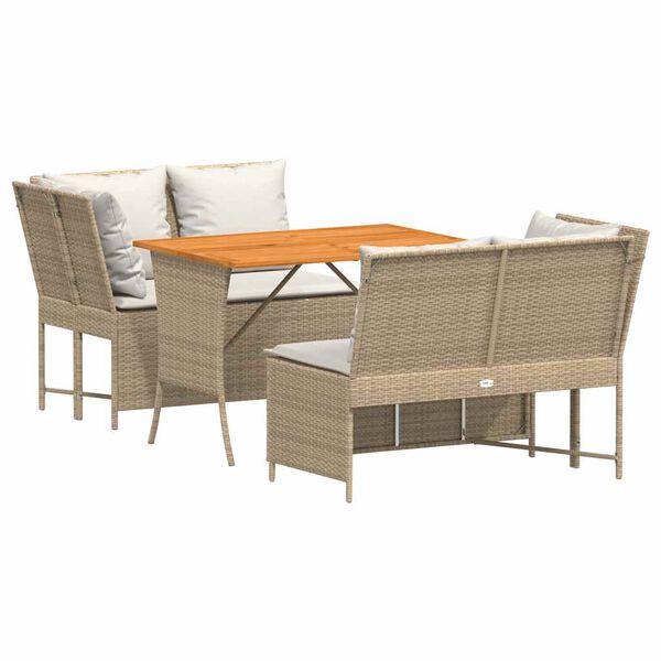 vidaXL Set Divano da Giardino 3 pz con Cuscini Beige in Polyrattan