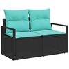 vidaXL Set di divani 9 pz 8-Numero di posti Nero e Turchese polyrattan