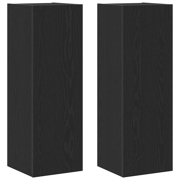 vidaXL Mobile TV da Parete 2 pcs Rovere Nero 30,5 x 30 x 90 cm