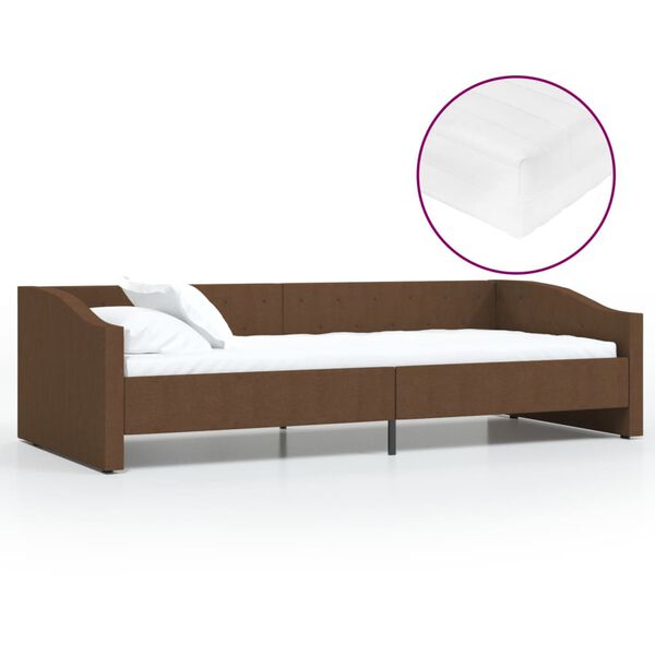 vidaXL Dormeuse con Materasso USB Marrone Scuro in Tessuto 90x200 cm