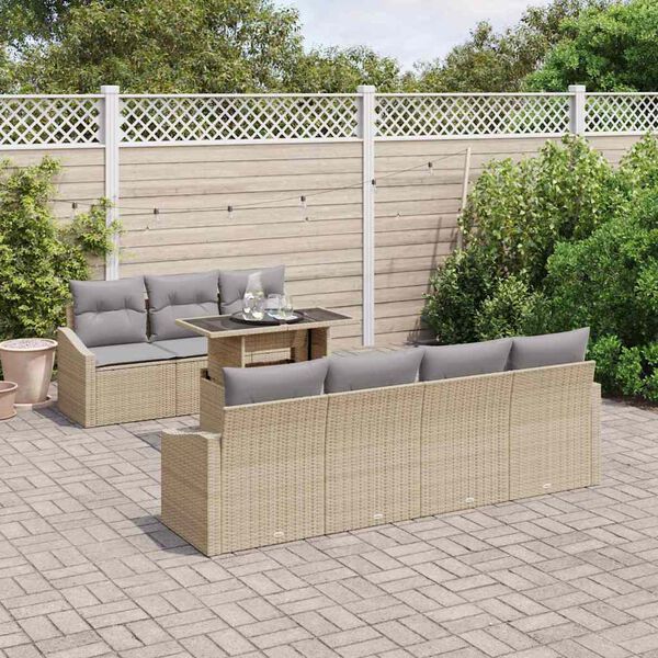 vidaXL Set Divano da Giardino con cuscino 8 pcs Beige polyrattan