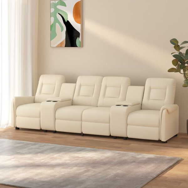 vidaXL Divano Massaggiante Reclinabile 4 Posti e Portabicchieri Crema