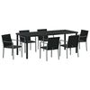 vidaXL Set da Pranzo per Giardino 7 pcs Nero e Grigio Rattan in PE