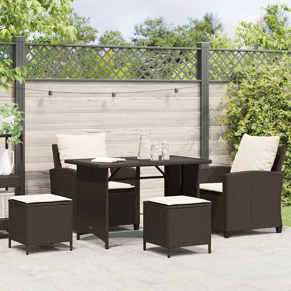 vidaXL Set Divano da Giardino 4 pz con Cuscini Marrone in Polyrattan