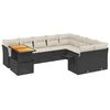 vidaXL Set Divani da Giardino 10pz con Cuscini in Polyrattan Nero