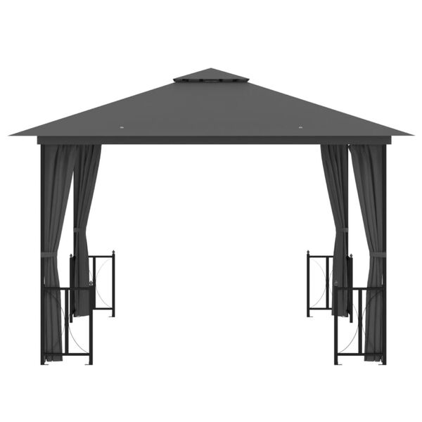 vidaXL Gazebo con Teli Laterali e Doppio Tetto 3x3 m Antracite