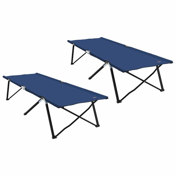 vidaXL Letto da campeggio pieghevole 2 pcs Blu 206 x 76 x 74 cm