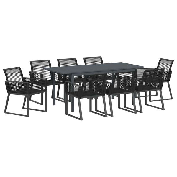 vidaXL Set da Pranzo per Giardino 9 pcs Nero