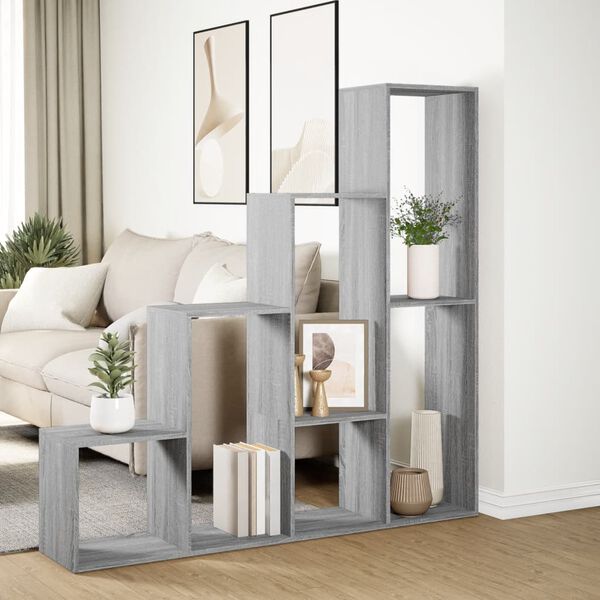 vidaXL Libreria 4 Ripiani Grigio Sonoma 143,5x29x143,5 cm Truciolato