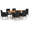 vidaXL Set Mobili da Pranzo per Giardino 7 pz in Polyrattan Nero