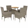 vidaXL Set Pranzo Giardino 5 pz con Cuscini Grigio Polyrattan Acacia
