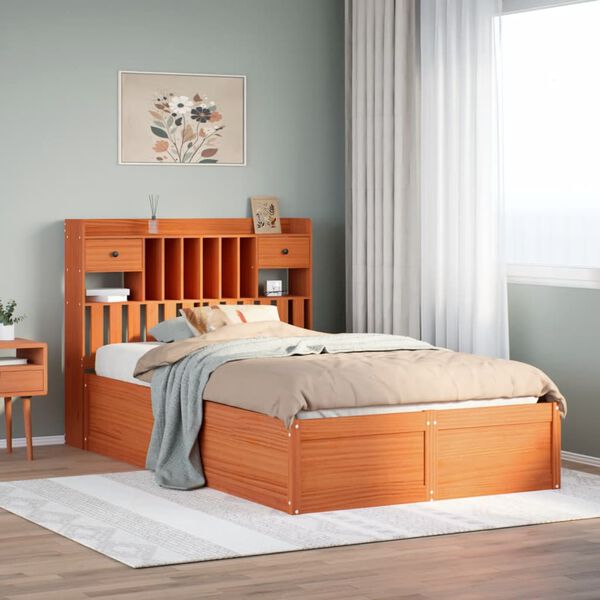 vidaXL Letto senza Materasso Marrone Cera 135x190 cm in Legno di Pino