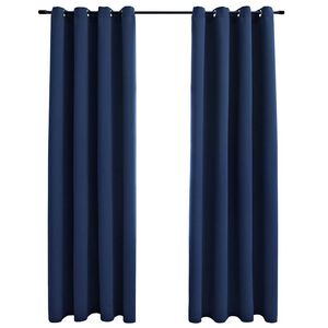 vidaXL Tende Oscuranti con Anelli in Metallo 2 pz Blu 140x175 cm