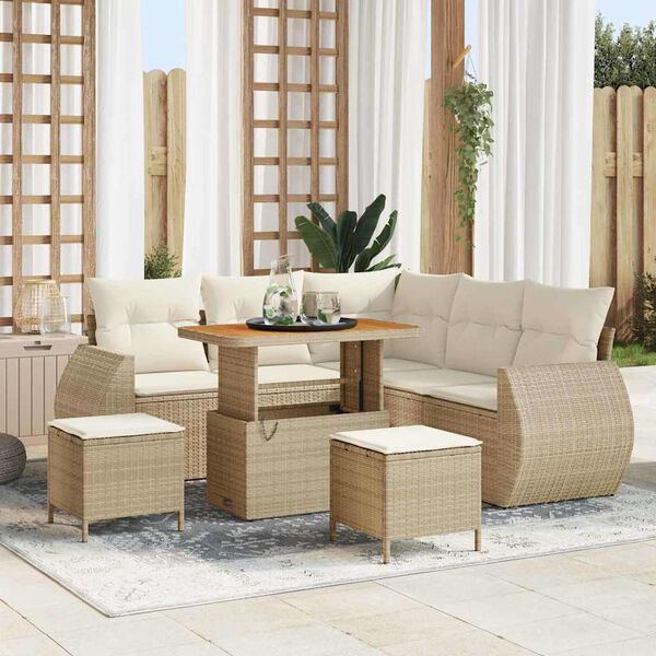 vidaXL Set Divano da Giardino 8 pcs Beige e Crema polyrattan