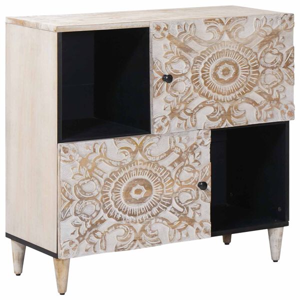 vidaXL Credenza Bianco 80 x 33,5 x 75 cm Legno di mango massello