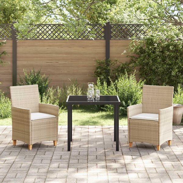 vidaXL Set da Pranzo per Giardino 3 pcs Beige polyrattan