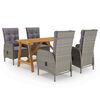 vidaXL Set Mobili da Pranzo per Giardino 5 pz Grigio