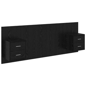 vidaXL Testata con Comodino 3 pcs Rovere Nero Legno multistrato
