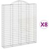vidaXL Cesti Gabbioni ad Arco 8 pz 200x30x220/240 cm Ferro Zincato