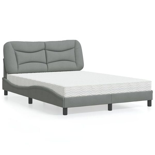 vidaXL Letto con Materasso Hvar Grigio Chiaro 140x200cm Tessuto