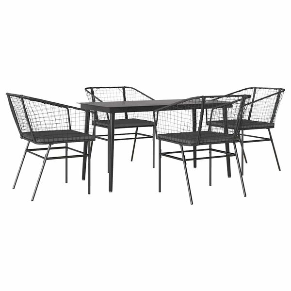 vidaXL Set da Pranzo da Giardino con Cuscini 5 pz Polyrattan Vetro