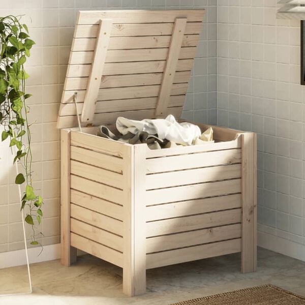 vidaXL Contenitore con Coperchio RANA 60x49x54 cm Legno Massello Pino