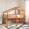 vidaXL Tetto Letto Bambini Marrone Cera 198x87x113 Legno Massello Pino