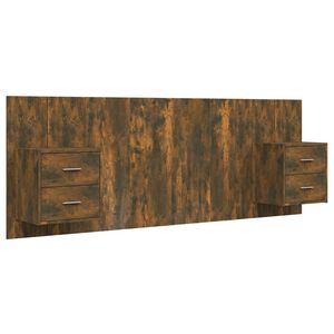 vidaXL Testiera Letto con Comodini in Legno Multistrato Rovere Fumo