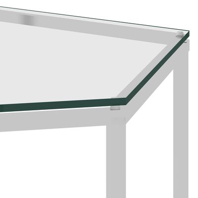 vidaXL Tavolino da Salotto Argento 50x50x43cm in Acciaio Inox e Vetro