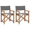 vidaXL Sedie da Regista Pieghevoli 2 pz in Massello di Teak Grigio