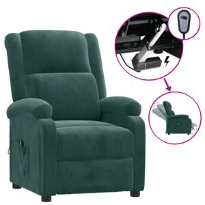 vidaXL Poltrona Elettrica Reclinabile Verde Scuro in Vera Pelle
