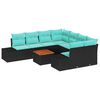 vidaXL Set Divano da Giardino 9 pz Nero e Turchese polyrattan
