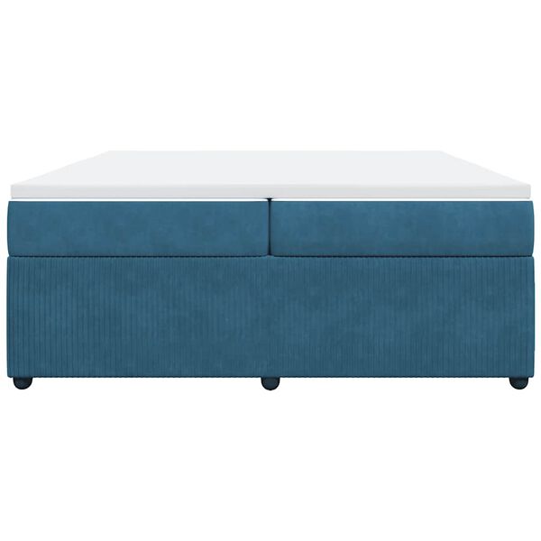 vidaXL Giroletto a Molle con Materasso Blu Scuro 200x200 cm in Velluto