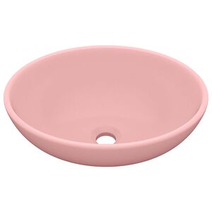 vidaXL Lavandino Lusso Ovale Rosa Opaco 40x33 cm in Ceramica