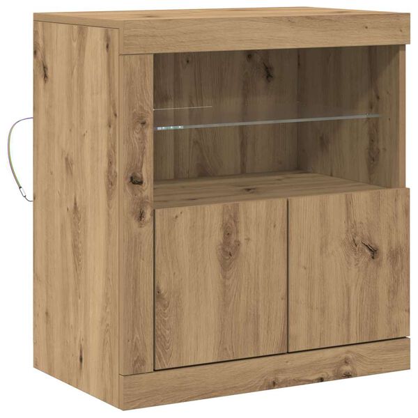 vidaXL Madia LED Marrone 60,5 x 37 x 67 cm Legno multistrato