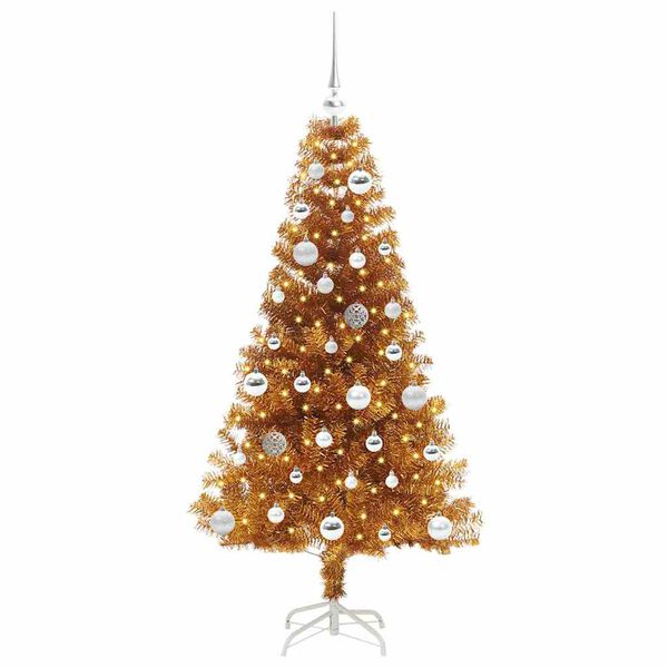 vidaXL Albero di Natale con 150 LED con supporto Oro 150 cm PET
