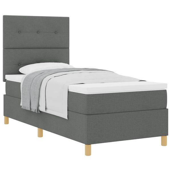 vidaXL Letto a molle con materasso Grigio scuro 100 x 200 cm Tessuto