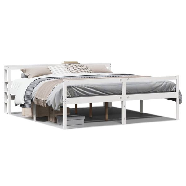 vidaXL Letto Anziani con Testiera Bianco 200x200cm Legno Massello Pino