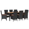 vidaXL Set da Pranzo da Giardino 9 pz con Cuscini Nero in Polyrattan