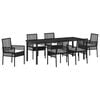 vidaXL Set da Pranzo per Giardino con cuscino 7 pcs Nero polyrattan