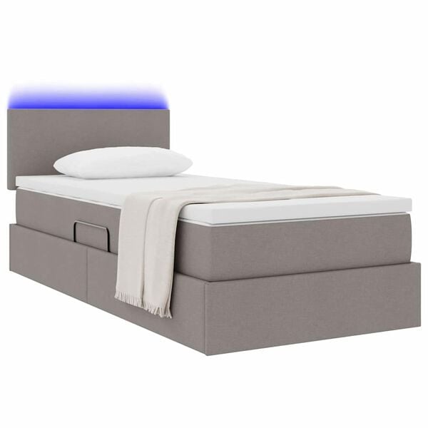 vidaXL Letto con contenitore e LED con led Talpa 90 x 200 cm Tessuto